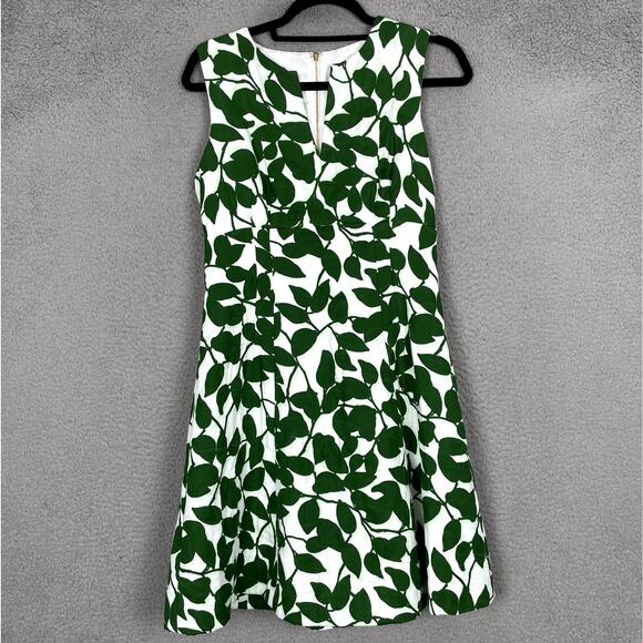 kate spade Dresses & Skirts - Kate Spade Dress Womens 6 Green White Quilted Garden Leaves Sleeveless Preppy